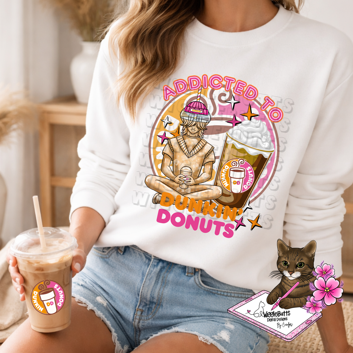 Coffee Lovers Pink and Orange Character Cups Solo Design Bundle