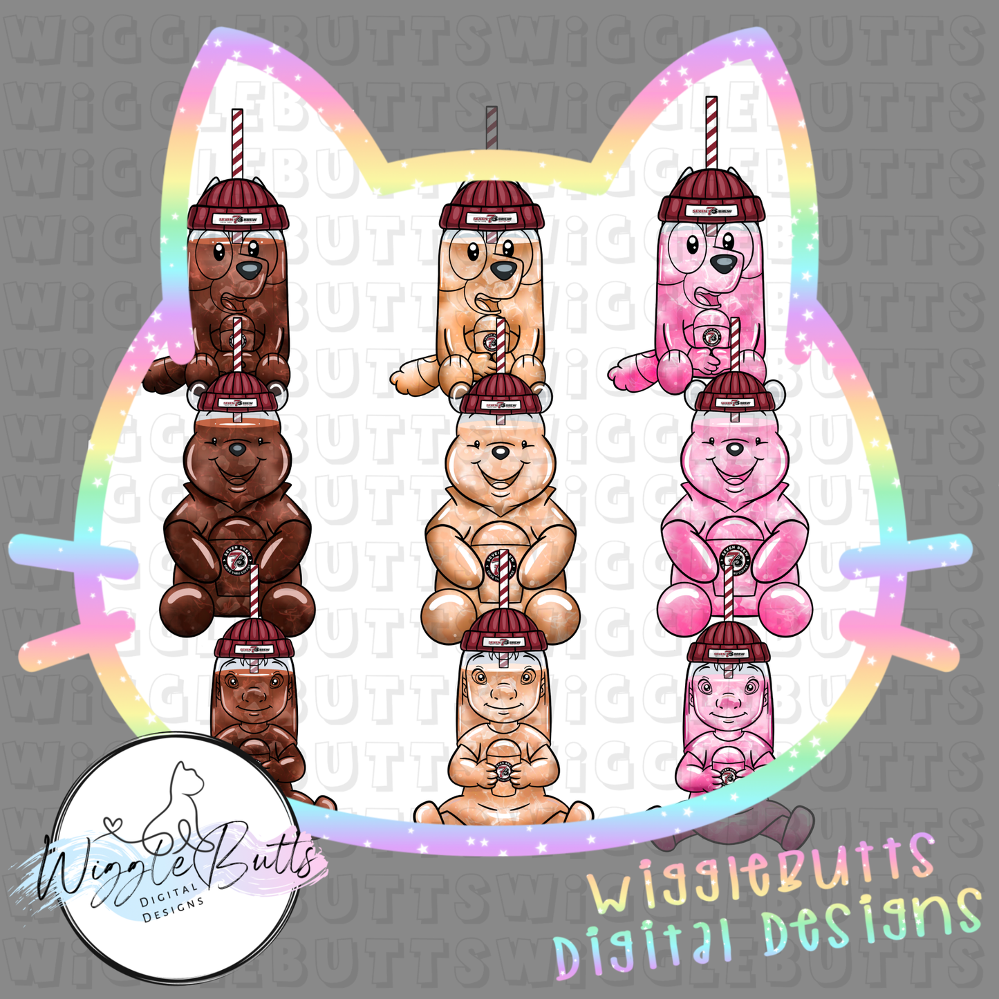 Coffee Lovers Maroon 7 Character Cups Semi Exclusive ClipArt Bundle