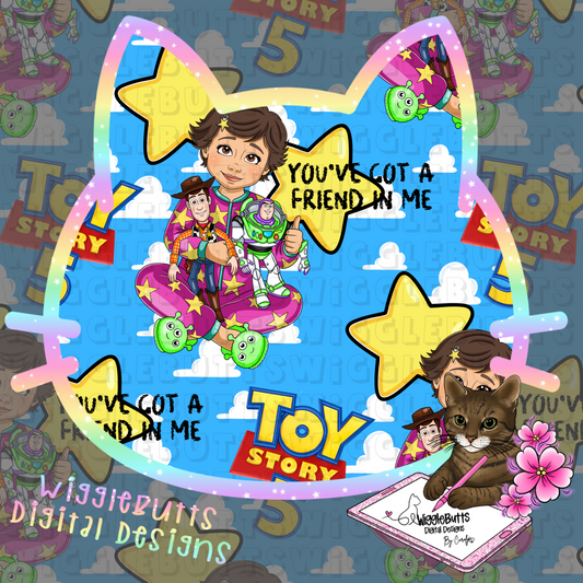 Toys Number 5 Pajama girl Clouds Seamless File PNG Design