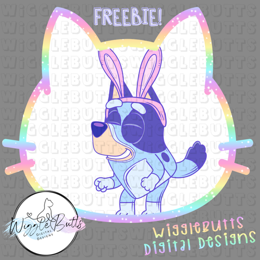 Blue Dog Puppies Blue Easter Bunny Ears ClipArt Piece
