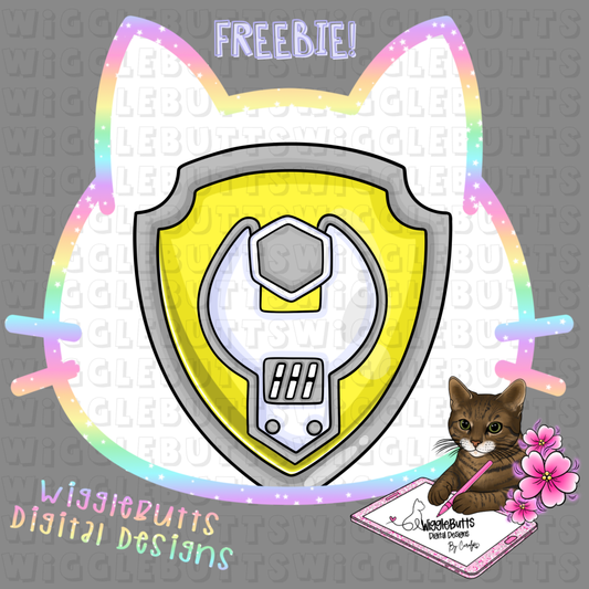 Dog Paws Shield Yellow Wrench ClipArt Piece