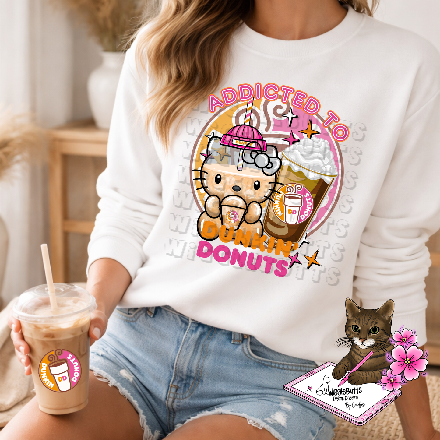 Coffee Lovers Pink and Orange Character Cups Solo Design Bundle