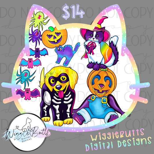 90s Rainbow Style Halloween ClipArt