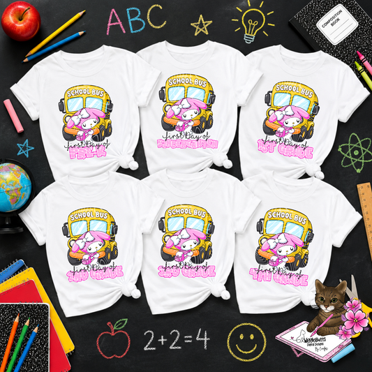 Kitty and Friends White Bunny Back to School Grade Levels Design Bundle