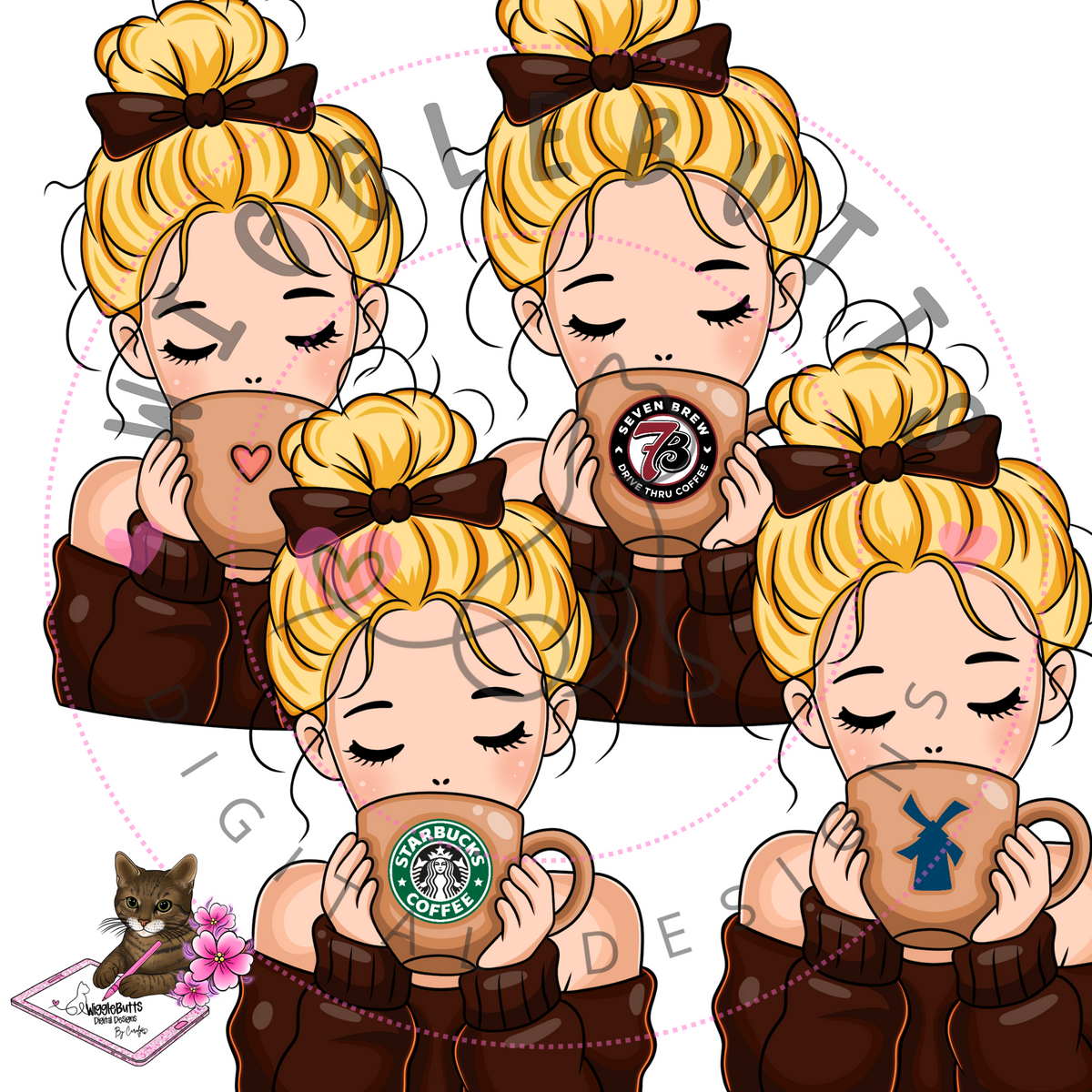 Coffee Lovers Girl ClipArt Bundle