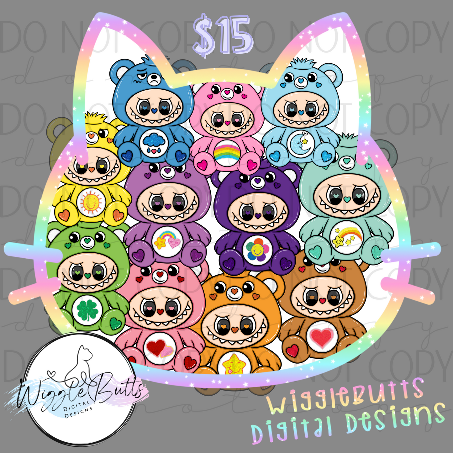 Little Monsters 90s Bears ClipArt Bundle