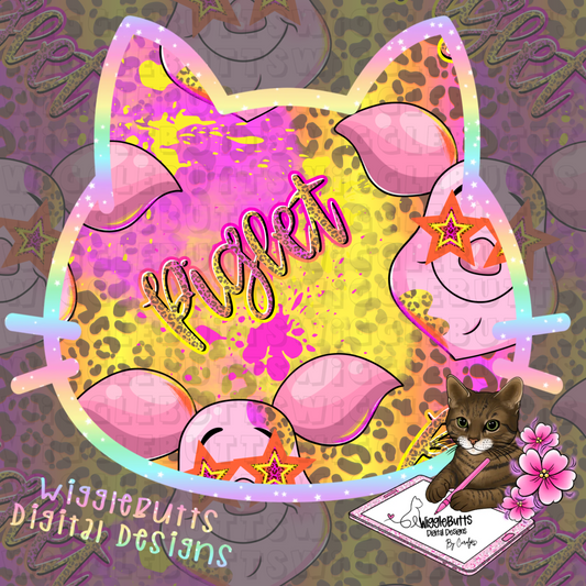 Honey Bear and Friends Pig Pink Stars Cheetah Print Seamless File PNG Design