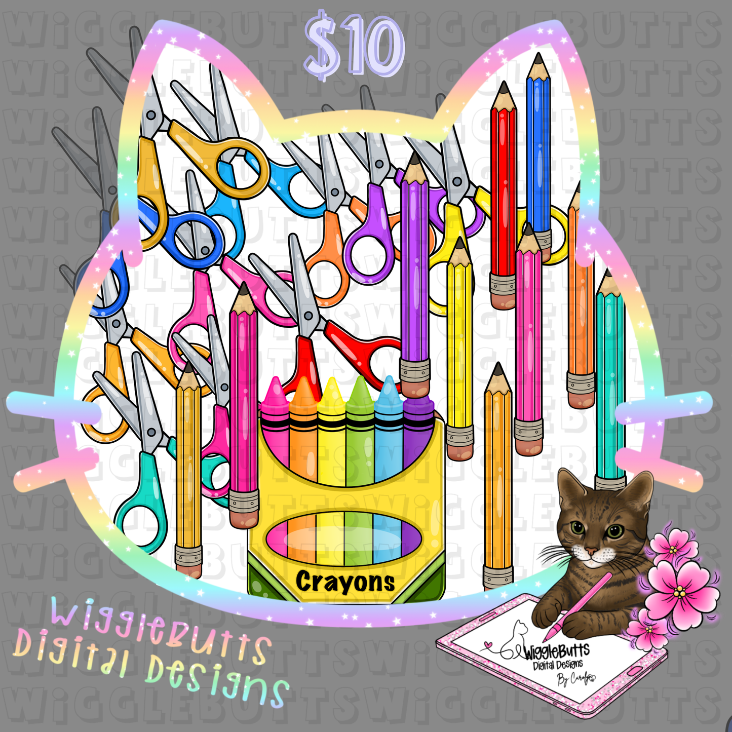 Back to School Supplies Crayons Pencils Scissors Notebooks ClipArt Bundle