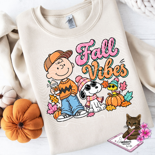 Retro Peanut Kids Fall Vibes PNG Design