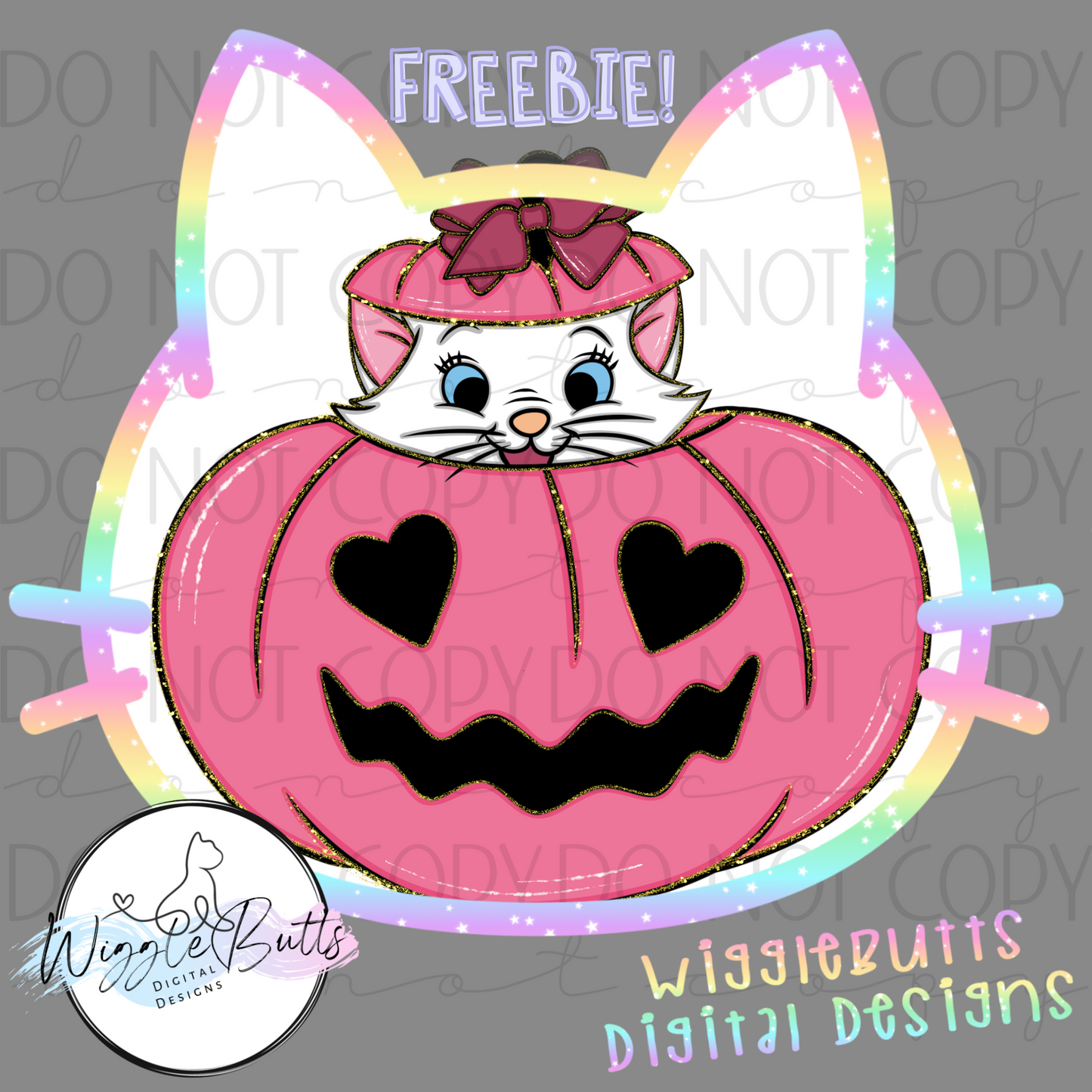Cute White Cat Halloween ClipArt Piece