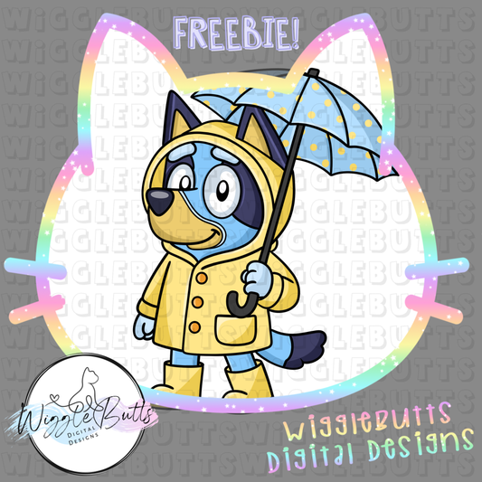 Blue Dog Puppies Rainy Day Rain Coat ClipArt Piece
