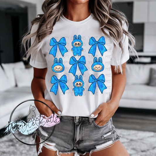 Anime Coquette Little Monsters Blue PNG Design