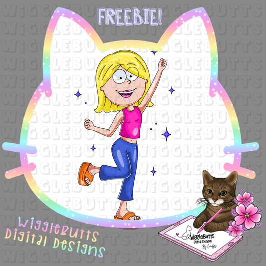 Old School Retro Girl LM ClipArt Piece