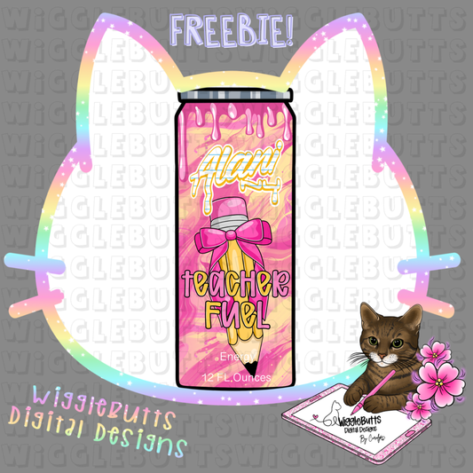 Back to School Teacher Fuel Energy Drink Can ClipArt Piece
