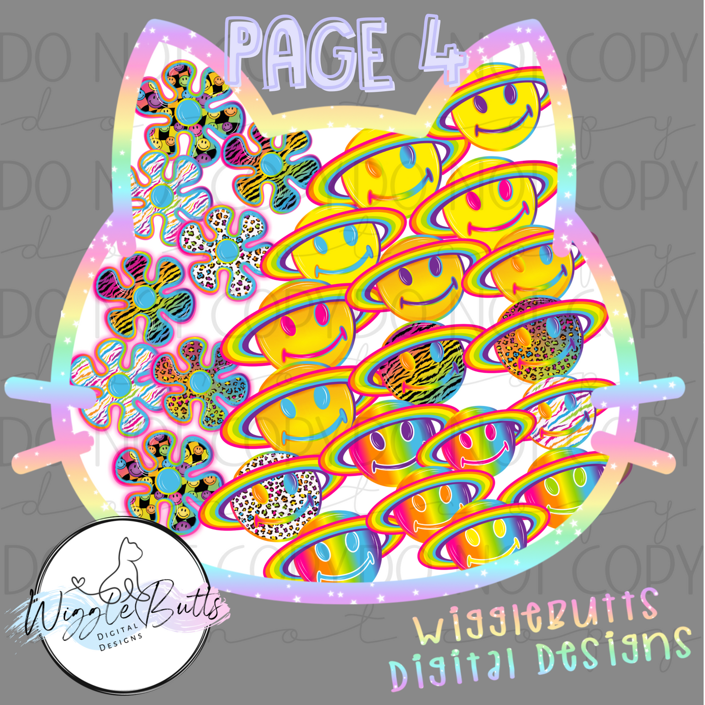 90s Rainbow Style Elements ClipArt Bundle