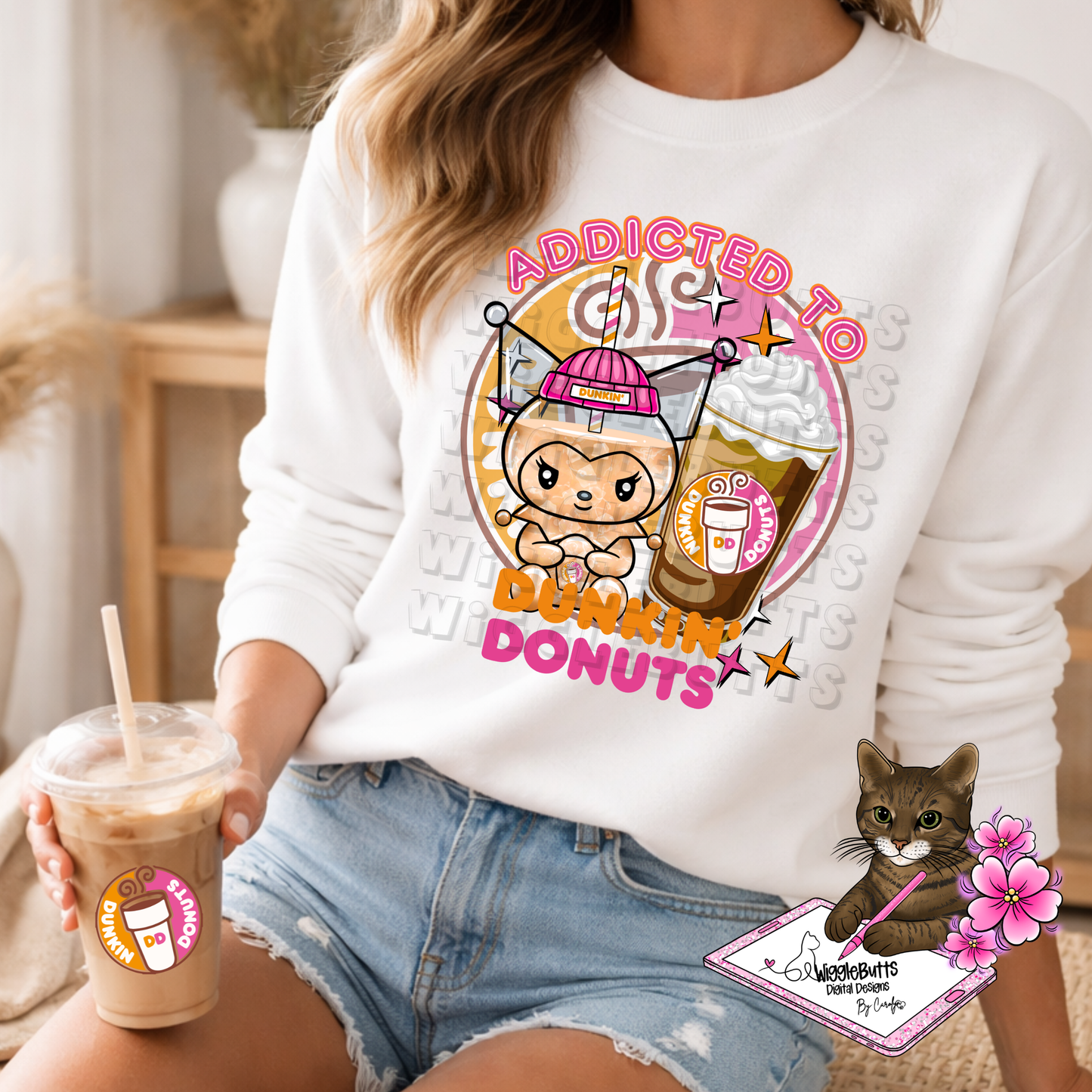 Coffee Lovers Pink and Orange Character Cups Solo Design Bundle