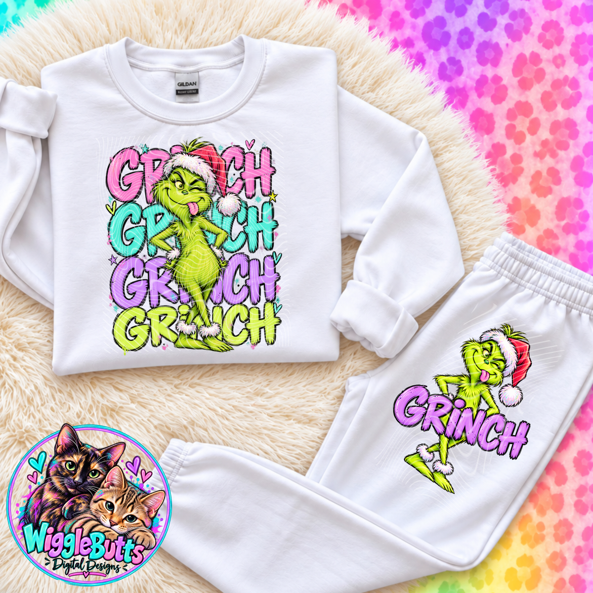 Green Guy Christmas Pastel Cute PNG Design and Matching PNG Sleeve or Pants Design
