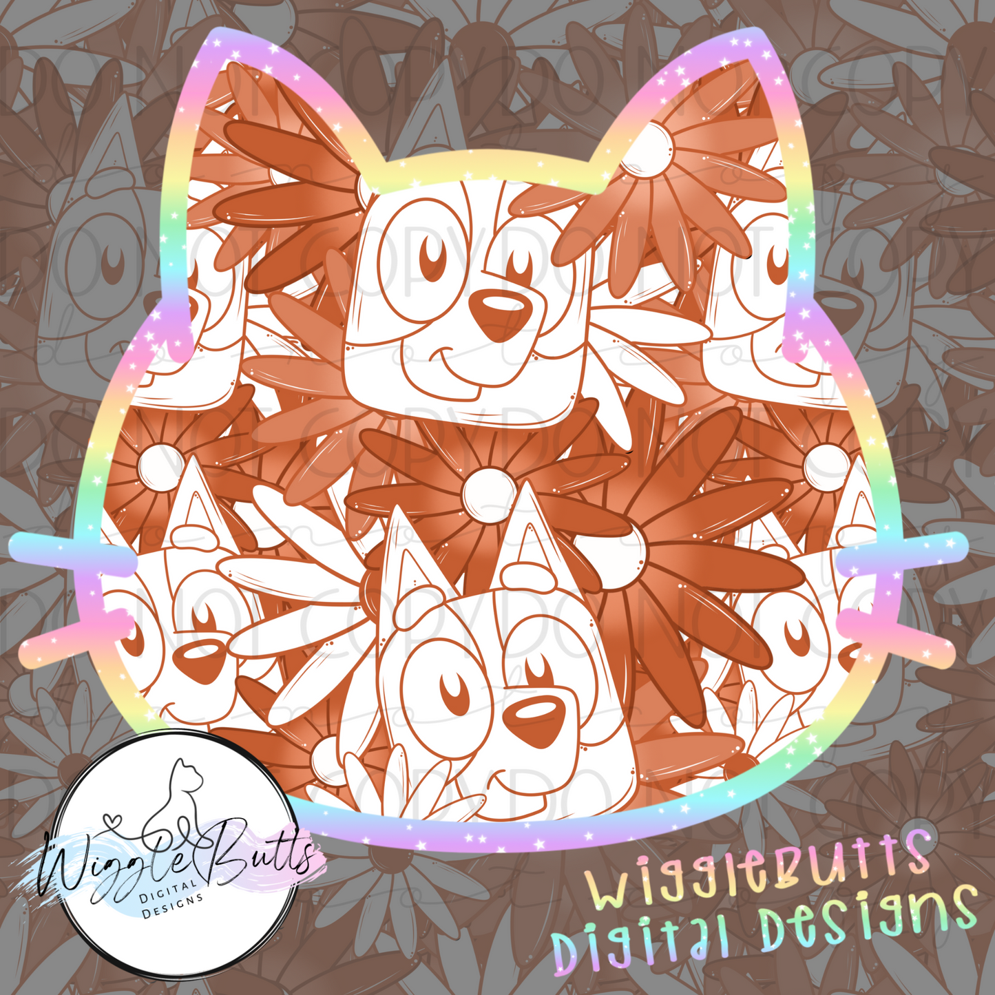 Blue Dog Puppies Orange Flowers Seamless File