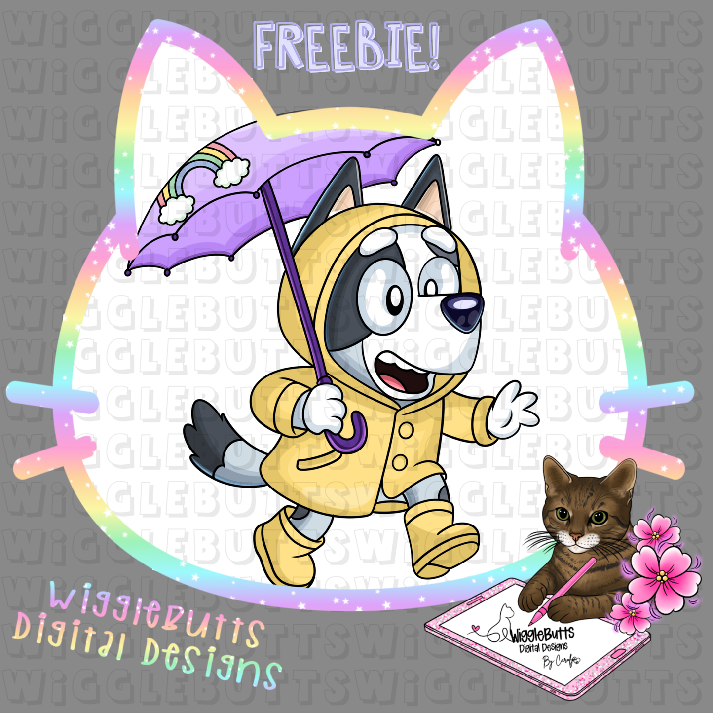 Blue Dog Puppies Gray Dog Spring Rain Coat ClipArt Piece