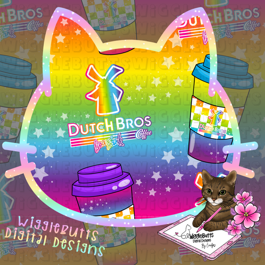 Coffee Lovers 90s Rainbow Style Blue Guy Seamless File PNG Design
