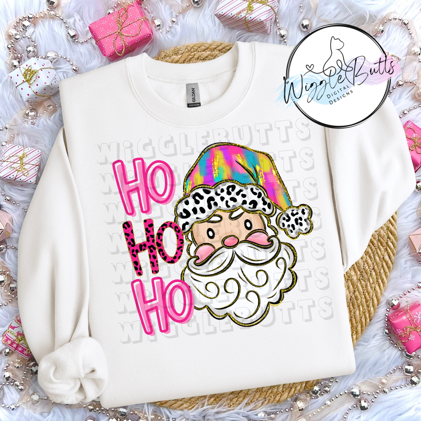 Painted Paint Stroke Santas Colorful Christmas Ho Ho Ho PNG Designs Bundle