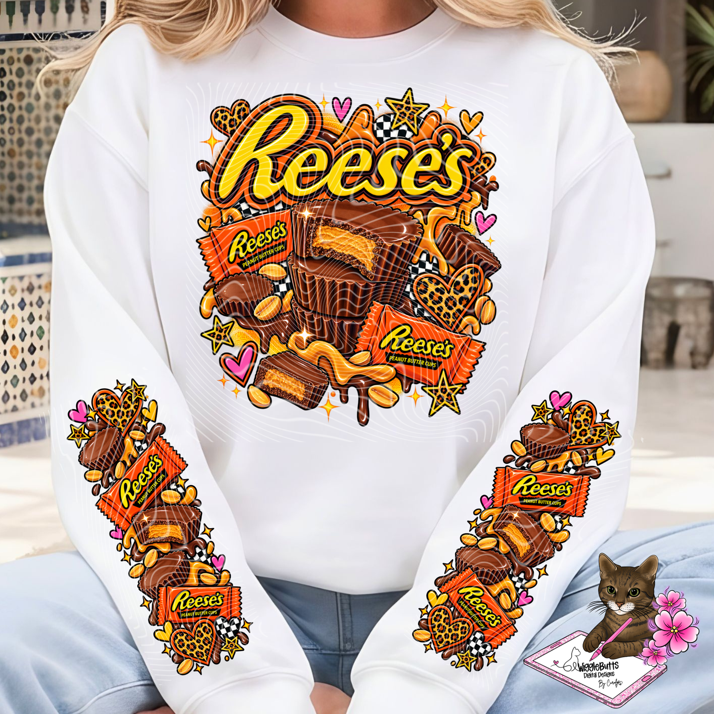 Peanut Butter Chocolate Candy PNG Design and Matching PNG Sleeve Design