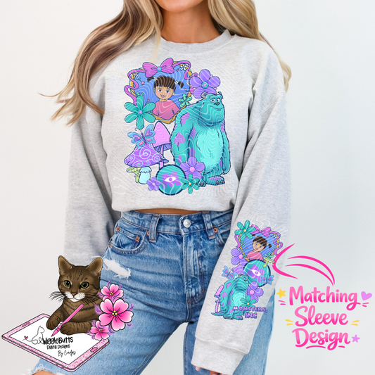 Monster Floral Flower PNG Design and Matching PNG Sleeve Design