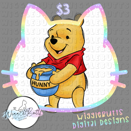 Honey Bear Painted Doodle ClipArt Piece