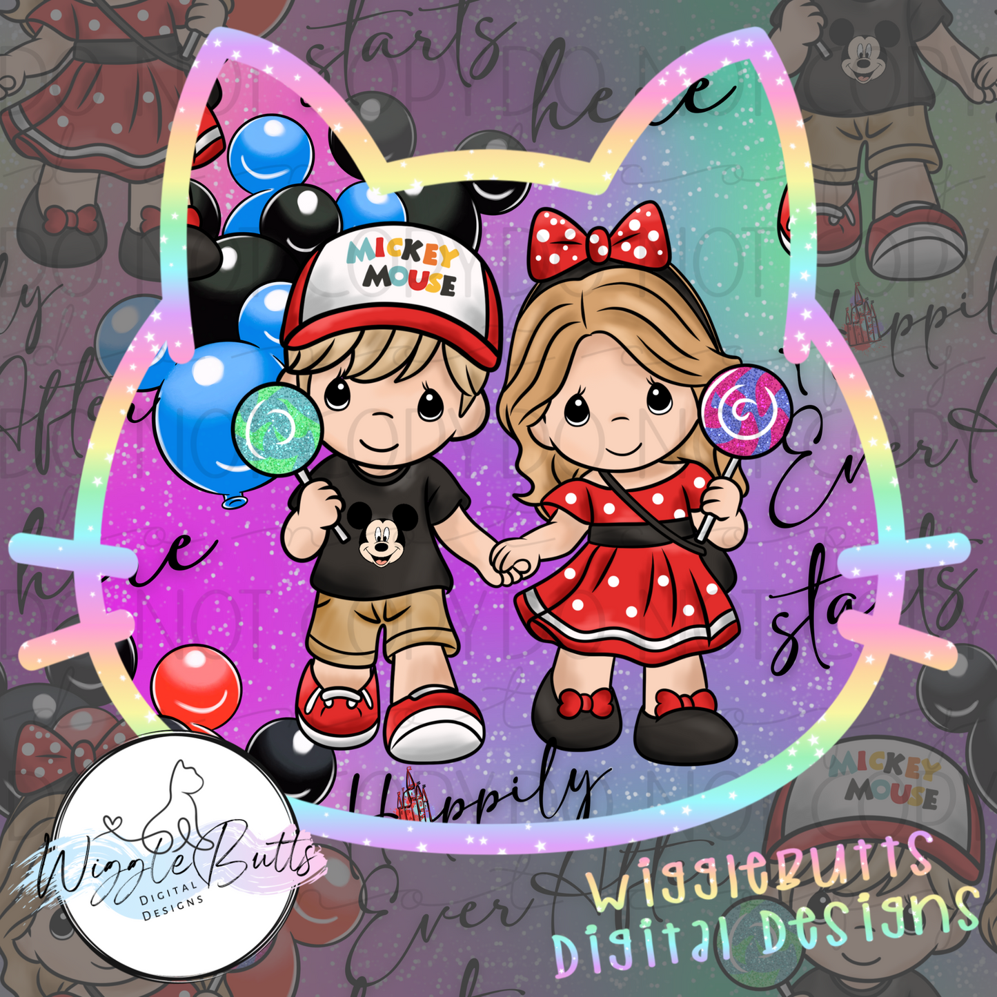 Precious Children Mouse and Friends Multicolor Sparkle Seamless File