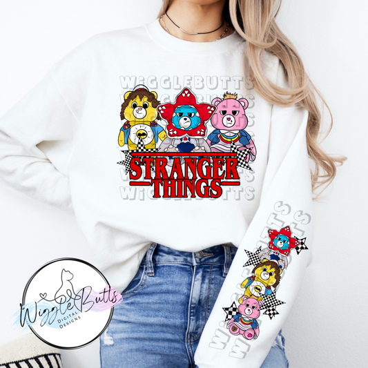 Strange ST Retro Bears PNG Design and Matching PNG Sleeve Design