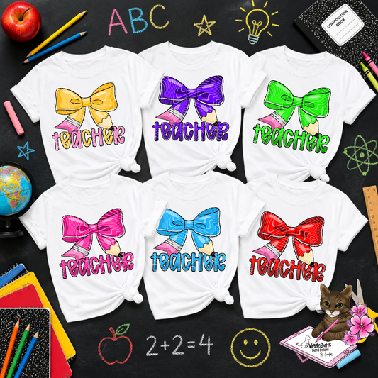 Teacher Back to School Pencil Bows Mini Solo Design Bundle