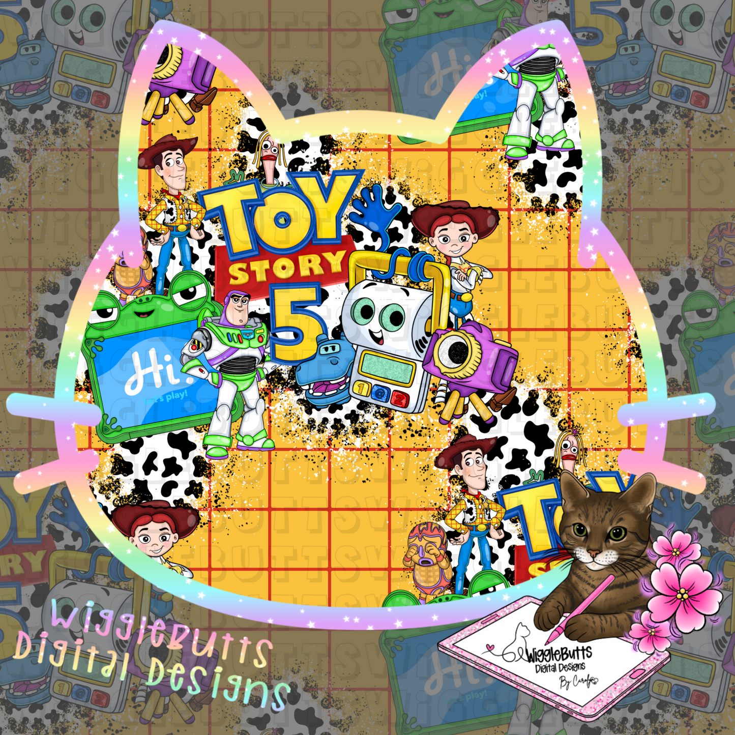 Toys Number 5 Seamless File PNG Design