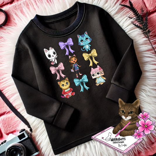 Cat Kitty Dollhouse Coquette Bows PNG Design