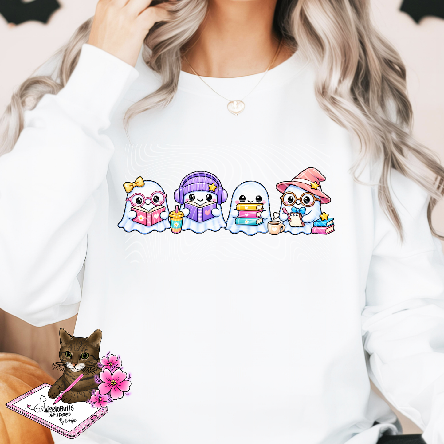 Little Book Nerds Ghosts Halloween PNG Design