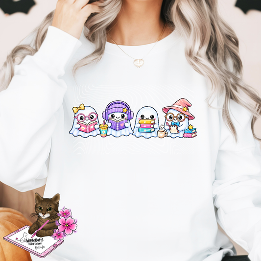 Little Book Nerds Ghosts Halloween PNG Design