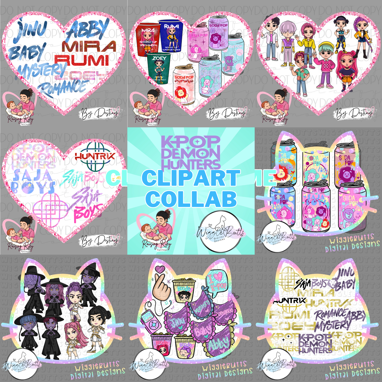 Hunter Girls and Sofa Boys Anime ClipArt Collab with Raising Riley Digital Designs