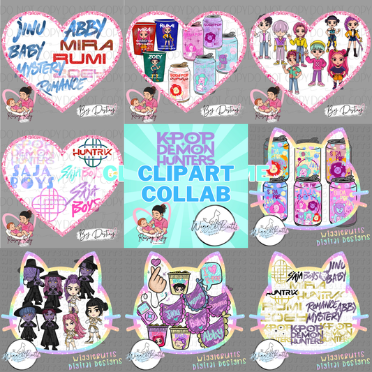 Hunter Girls and Sofa Boys Anime ClipArt Collab with Raising Riley Digital Designs