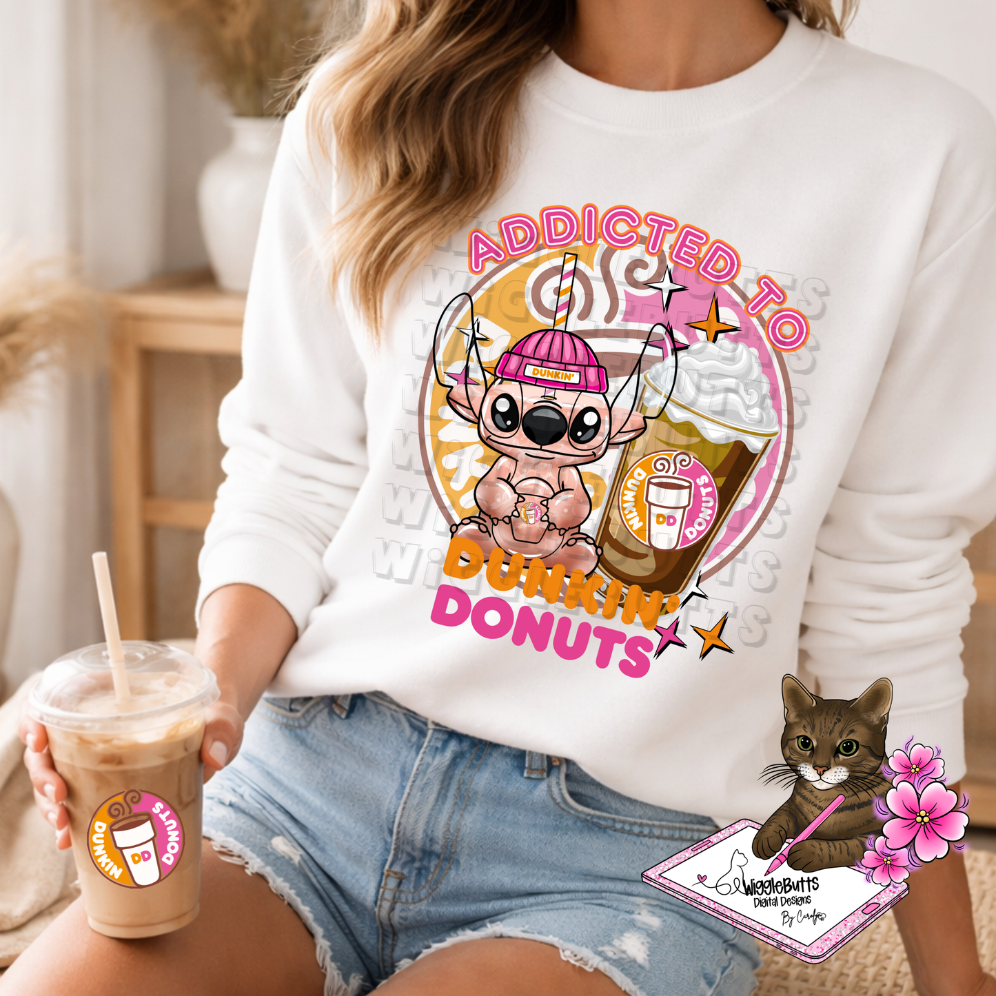 Coffee Lovers Pink and Orange Character Cups Solo Design Bundle