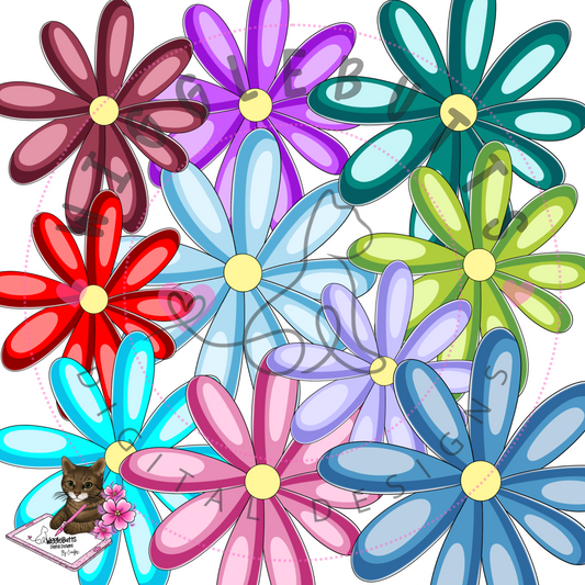 Colorful Flowers Daisies ClipArt Bundle