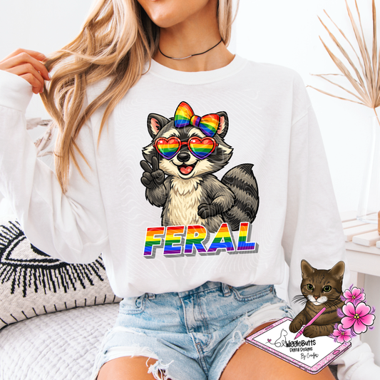 Pride Rainbow Feral Raccoon PNG Design