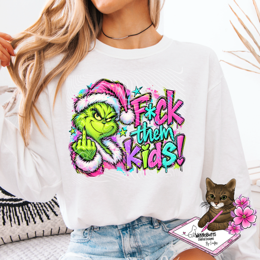 Green Guy Christmas F*ck them kids PNG Design