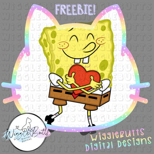 Yellow Sponge Valentine's Day ClipArt Piece