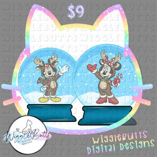 Mouse and Friends Christmas Reindeer Snow Globe ClipArt Bundle