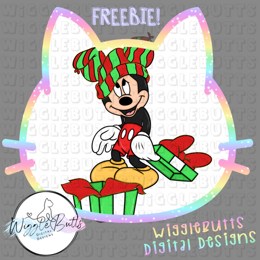 Mouse and Friends Christmas Present ClipArt Piece