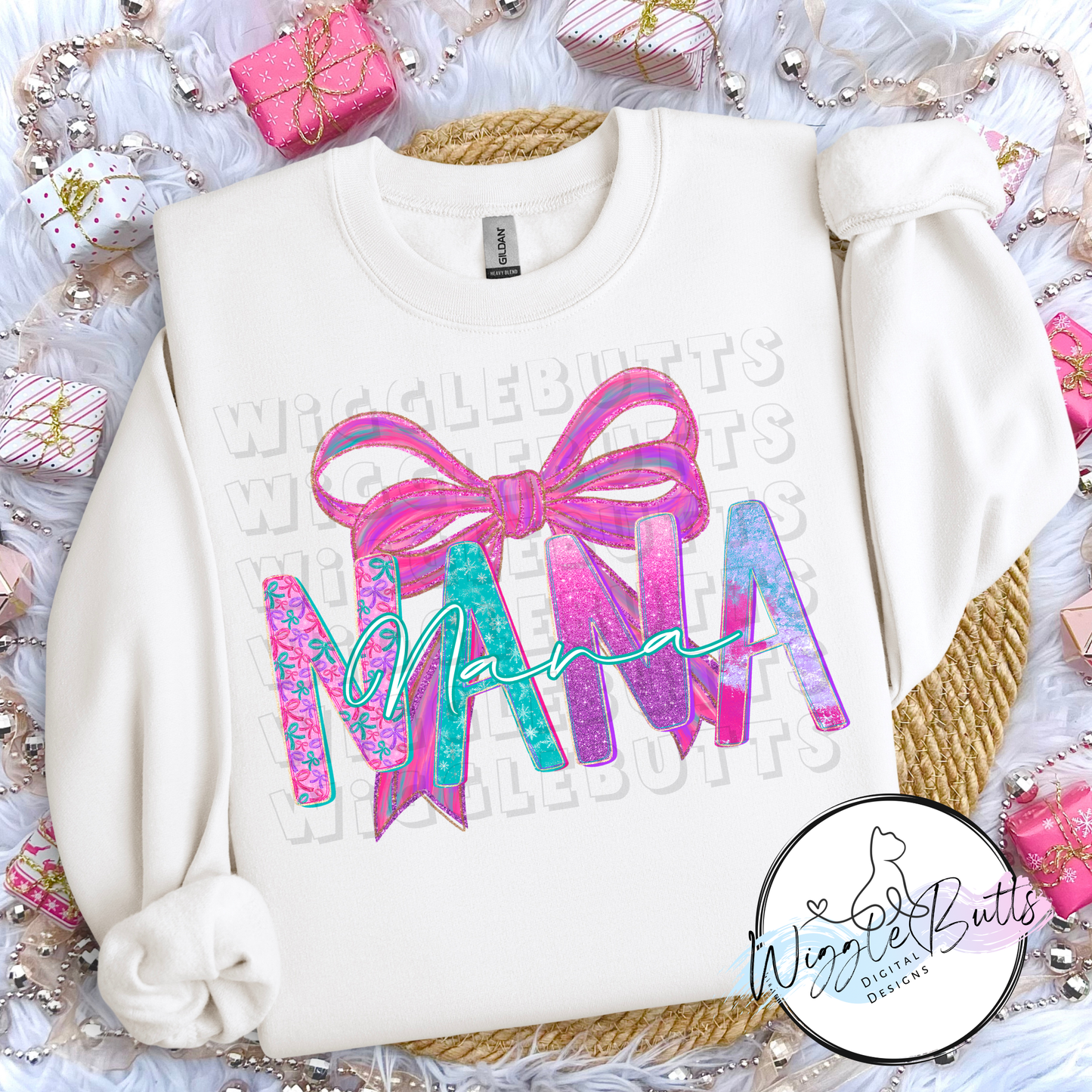 Colorful Painted Nana Bow PNG Design