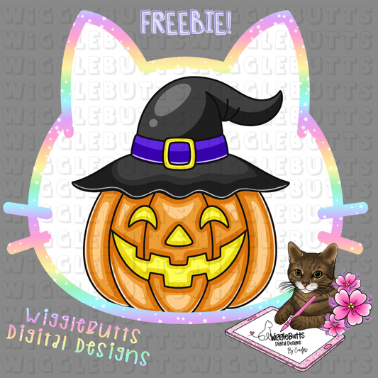 Jack-o-lantern Pumpkin Witch Halloween ClipArt Piece