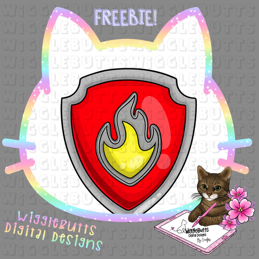 Dog Paw Shield Red Fire ClipArt Piece