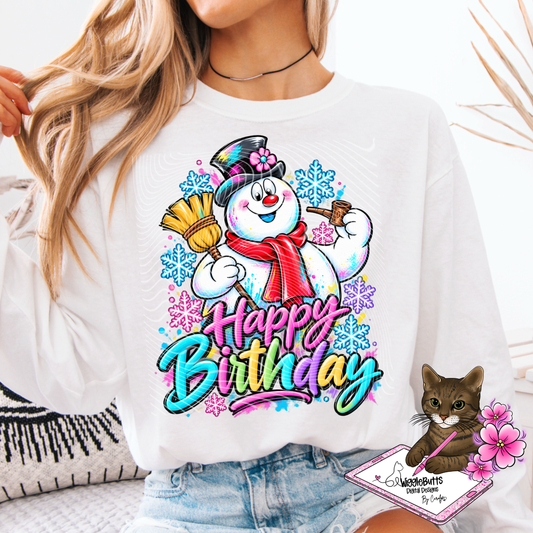 Christmas Snowman Winter Happy Birthday Snowflakes PNG Design