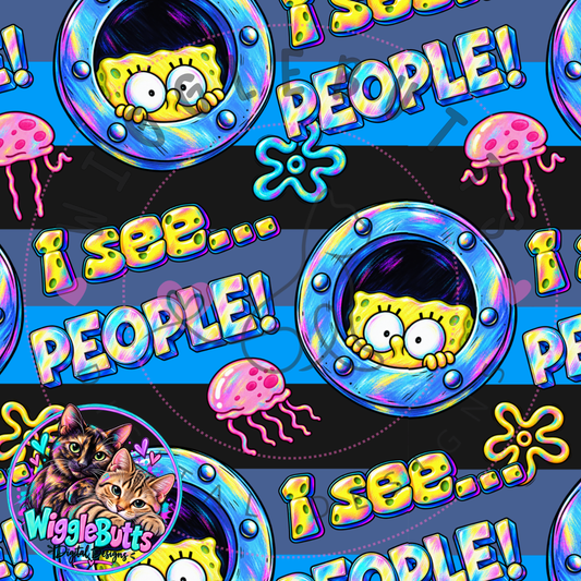 I See People Yellow Sponge Seamless File PNG Design