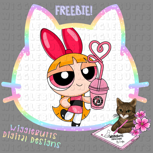 PP Girl Pink Boba Cup Coffee Lovers Maroon ClipArt Piece
